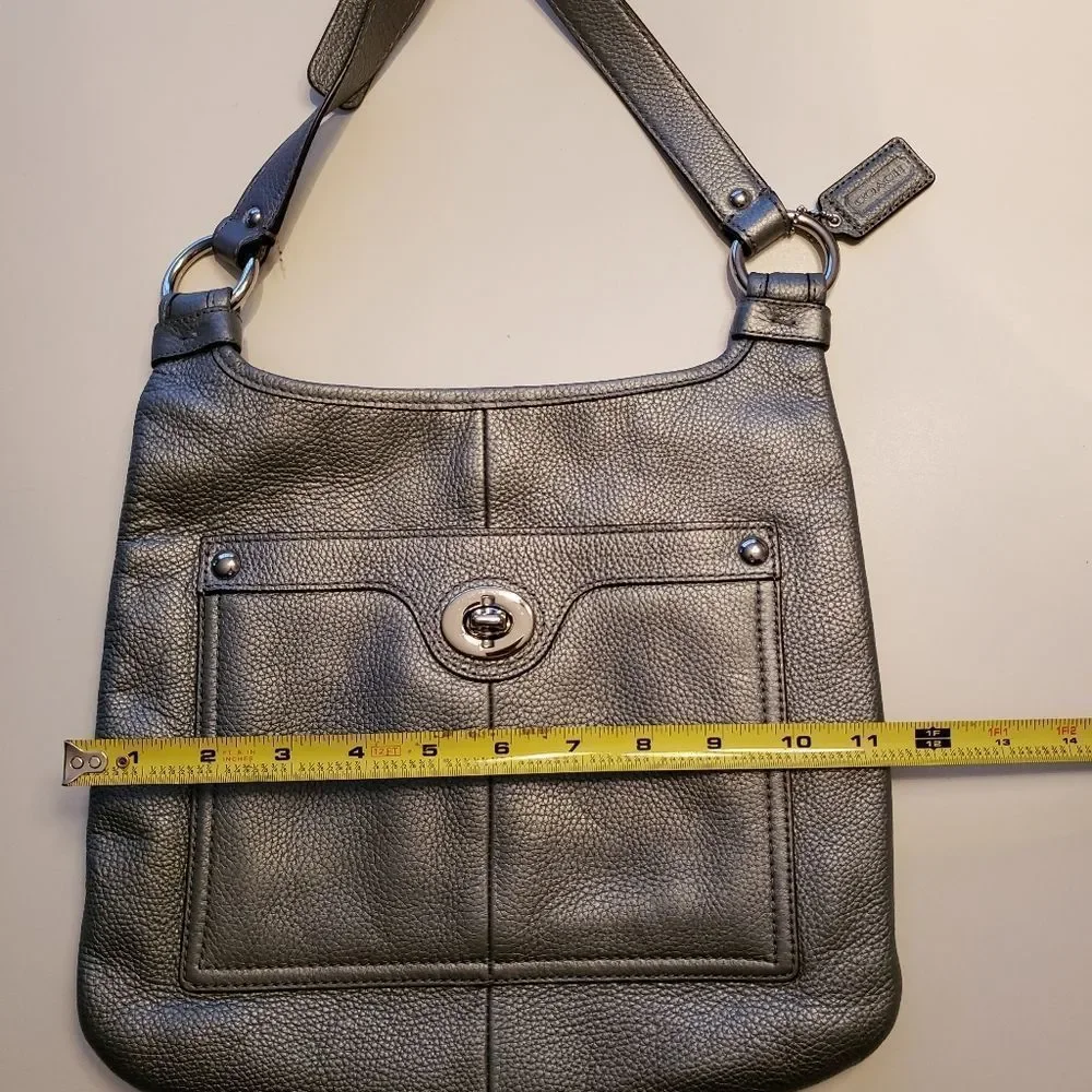 Coach Metallic Crossbody Silver Pewter Mid Size - Picture 3 of 16